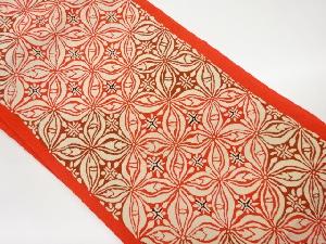 縮緬地抽象花々模様名古屋帯